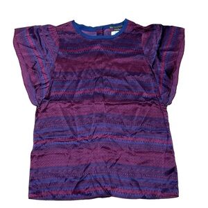 Armani Exchange Blouse Top Silk Cap Sleeve Button Up Purple